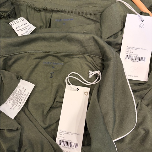 Women's Bamboo Stretch-Knit Long Sleeve Pajama Set in Olive - Picture 2 of 4